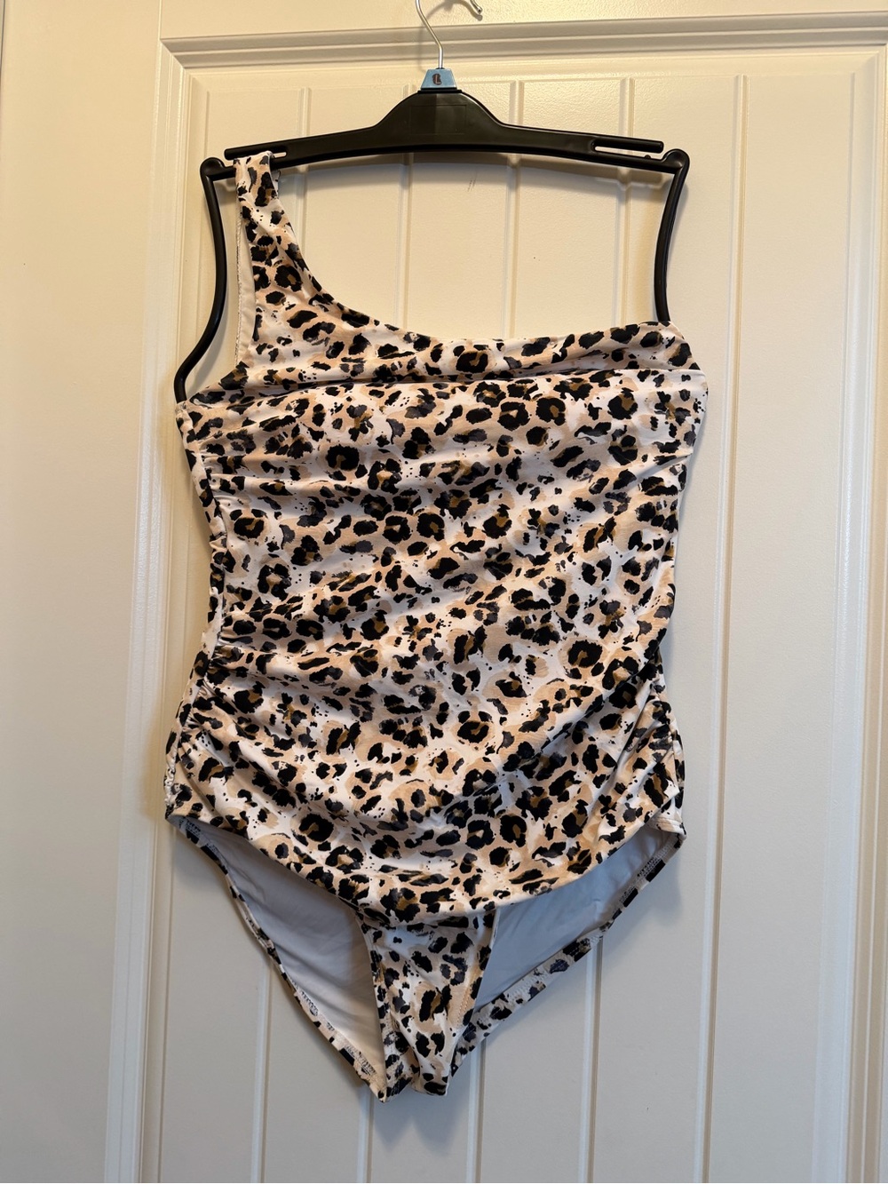 One-Shoulder Leopard Print Swimsuit - Neutral Tones NEVER WORN